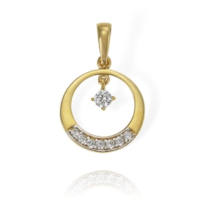 Piękny Złoty Wisiorek Koło Kółko z Cyrkoniami - pr. 585