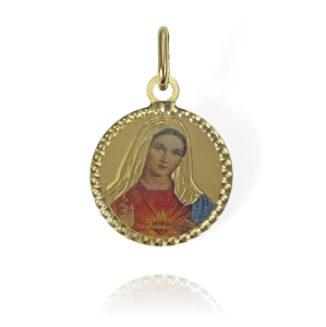 Złoty Diamentowany Medalik Niepokalane Serce Maryi - pr. 585