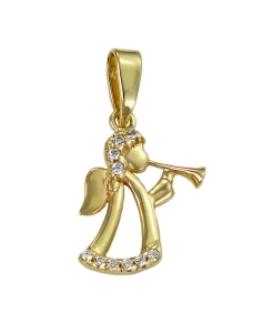 Piękny Złoty Wisiorek - Cudny Aniołek z Cyrkoniami   Pr. 585 R-1