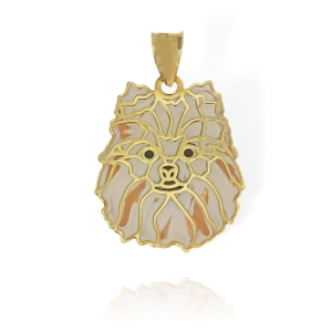 Piękny Złoty Wisiorek z Emalią Pies Pomeranian- pr. 585 