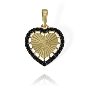 Złoty Wisiorek Diamentowane Serce z Czarnymi Cyrkoniami - Pr. 585 