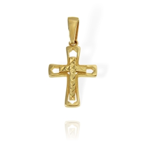Złoty Diamentowany Krzyż Krzyżyk - Próba 585 