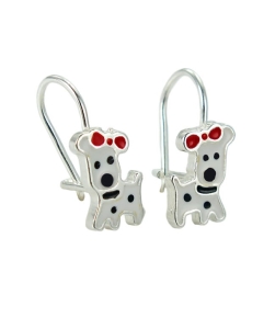 Piękne Srebrne Rodowane Kolczyki Pieski Piesek dla Twojej Księżniczki