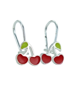 Srebrne Rodowane Kolczyki Wisienki na Biglu dla Twojej Księżniczki !