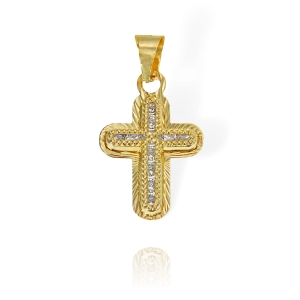 Złoty Diamentowany Krzyż Krzyżyk z Cyrkoniami - Próba 585 