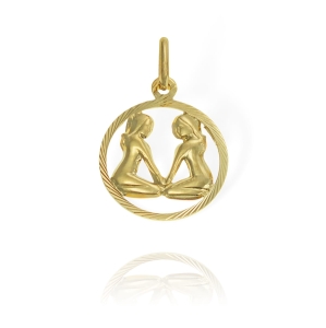 Złoty Diamentowany Wisiorek Znak Zodiaku Bliźnięta - Pr. 585 