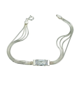 Piękna Srebrna Łańcuszkowa Bransoletka z Cyrkoniami !!!