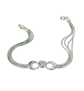 Piękna Srebrna Łańcuszkowa Bransoletka z Cyrkoniami !!! K-1