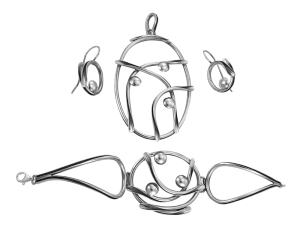 Piękny Srebrny Oksydowany Fantazyjny Komplet z od Artysty !!!