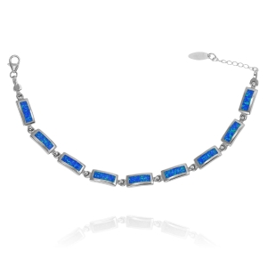 Piękna Srebrna Bransoletka z Błękitnym Opalem  - pr. 925