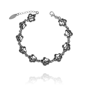 Srebrna Oksydowana Bransoletka - Ciekawy Wzór ! 