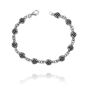 Srebrna Oksydowana Bransoletka Kwiatki Kwiatuszki !  