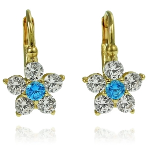 Złote Kolczyki Kwiatki, Kwiatuszki z Cyrkoniami - próba 585 