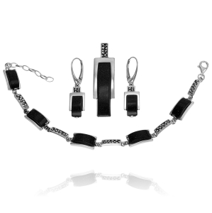 Piękny Srebrny Komplet z Nocą Kairu ! 