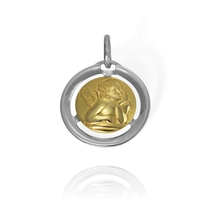 Złoty Dwukolorowy Medalik Anioł Aniołek - Pr. 585 