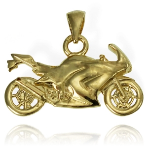 Złoty Dwustronny Wisiorek Motor Motocykl - Pr. 585 