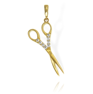 Złoty Wisiorek Nożyczki z Cyrkoniami - Pr. 585