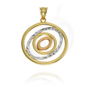 Złoty Diamentowany Wisiorek z Białym Złotem 