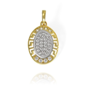 Piękny Złoty Wisiorek Grecki Wzór z Cyrkoniami - pr. 585