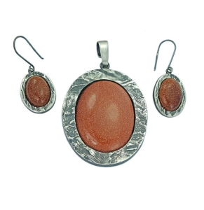 Piękny Srebrny Komplet z Dużym Piaskiem Pustyni !!!