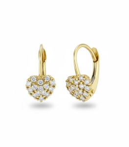 Złote Kolczyki Serca Serduszka z Cyrkoniami - próba 585