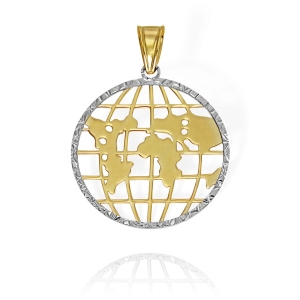 Złoty Ażurowy Diamentowany Wisiorek Kula Ziemska, Ziemia