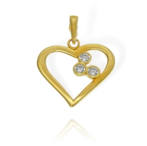 Piękny Złoty Wisiorek Serce z Cyrkoniami !  