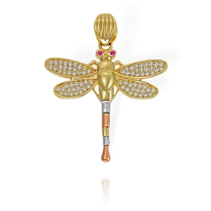 Złoty Wisiorek Ważka z Cyrkoniami - pr. 585 