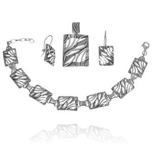 Srebrny Oksydowany Ażurowy Komplet !