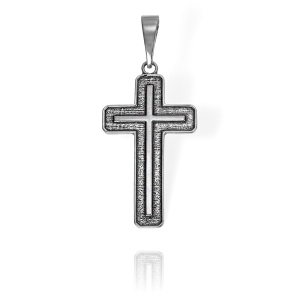 Piękny Srebrny Oksydowany Krzyż 