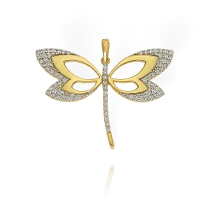 Złoty Wisiorek Ważka z Cyrkoniami - pr. 585