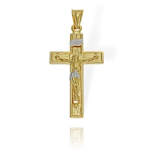 Piękny Złoty Krzyż Krzyżyk Pan Jezus Ukrzyżowany - Próba 585 