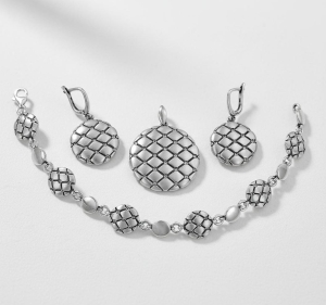 Srebrny Rodowany Komplet Wyjątkowo Efektowny Odlew z Cyrkoniami 