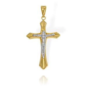 Piękny Złoty Krzyż Krzyżyk Pan Jezus na Krzyżu - Próba 585 