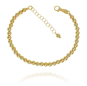 Piękna Złota Diamentowana Bransoletka z Kuleczek - pr. 585 