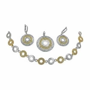 SREBRNY RODOWANY I POZŁACANY KOMPLET GRECKI WZÓR