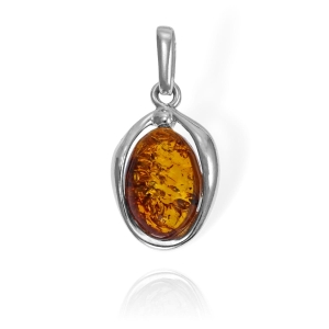 Piękny Srebrny Wisiorek z Bursztynem  