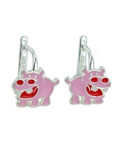 Piękne Srebrne Kolczyki Hipopotamy !!!