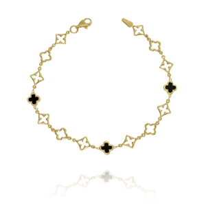 Piękna Złota Bransoletka z Onyksami - pr. 585  