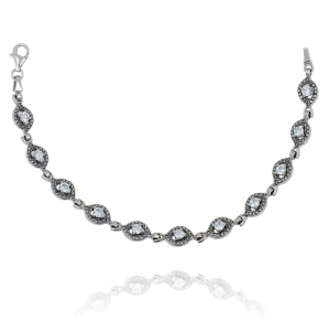 Srebrna Oksydowana Bransoletka z Cyrkoniami ! 