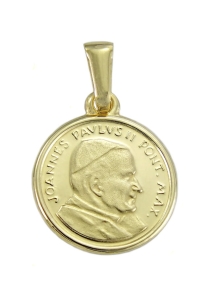 Złoty Medalik z Wizerunkiem Świętego Jana Pawła II Papież - Próba 585