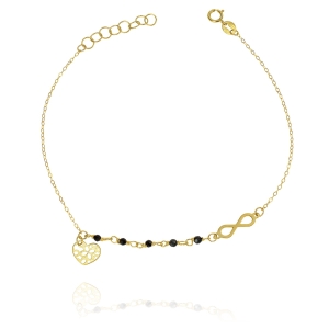 Piękna Złota Bransoletka z Cyrkoniami - Nieskończoność i Serce