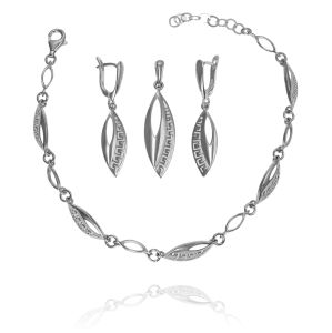 Piękny Srebrny Ażurowy Komplet Grecki Wzór !