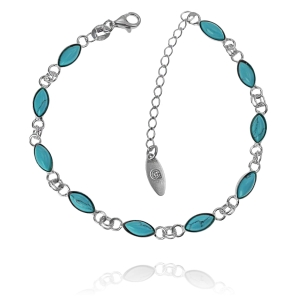 Piękna Srebrna Bransoletka z Turkusami 