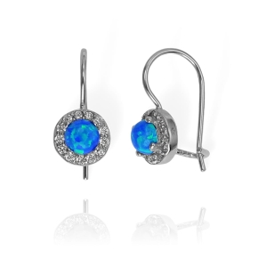 Piękne Srebrne Kolczyki z Opalem i Cyrkoniami