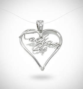  Srebrne Rodowane Serduszko z Cyrkoniami KOCHAM CIĘ 