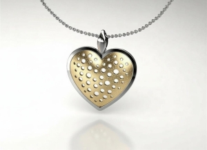 Srebrny Pozłacany Rodowany Wisiorek Ażurowe Serce