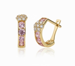 Piękne Złote Kolczyki z Cyrkoniami !