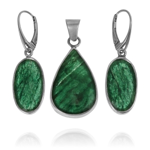 Piękny Srebrny Komplet z Ametystem Ametystami  