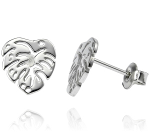 Srebrne Rodowane Kolczyki Listki Liście